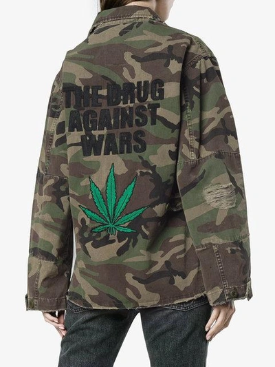 Shop Adaptation Embroidered Camouflage Cotton Jacket In Green