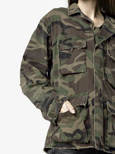 Shop Adaptation Embroidered Camouflage Cotton Jacket In Green