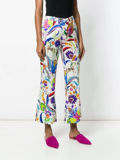 Shop Etro Mixed Floral Cropped Trousers