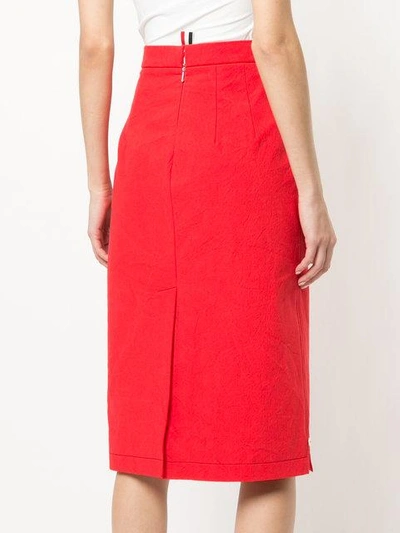 Shop Thom Browne High Waist Cuban Pocket Skirt In Salt Shrink Cotton In Red