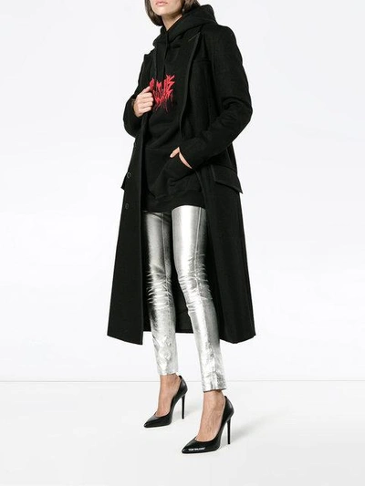 Shop Sprwmn Silver Leather High Waisted Leggings - Metallic