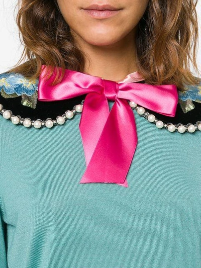 Shop Gucci Peter Pan Collared Sweater In Green