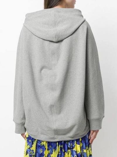 Shop Balenciaga Logo Printed Cocoon Hoodie - Grey