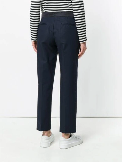 Shop Moncler Satin Trim Trousers In Blue