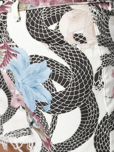 Shop Marcelo Burlon County Of Milan Flowers Snakes Denim Shorts In Multicolour