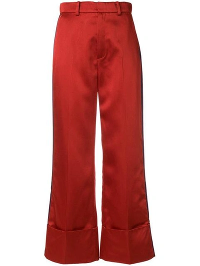 Shop Tommy Hilfiger Cropped High-waisted Trousers In Red