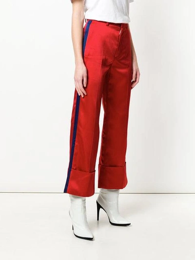 Shop Tommy Hilfiger Cropped High-waisted Trousers In Red