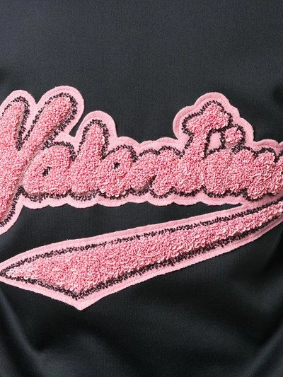 Shop Valentino Lipstick-embroidered Zipped Hoodie - Black