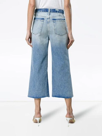 Shop Frame Le Reconstructed Cropped Patchwork Jeans In Blue