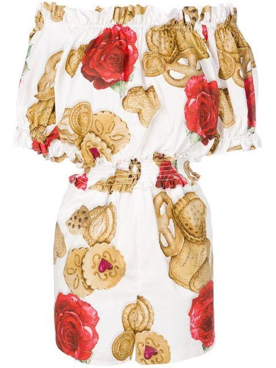 Shop Dolce & Gabbana Rose Biscuit Print Playsuit