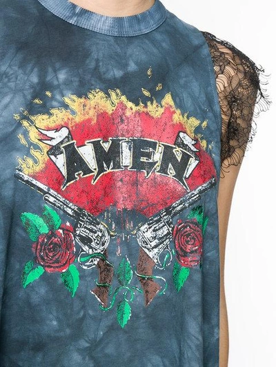 Shop Amen Printed Tie Dye Top In Blue