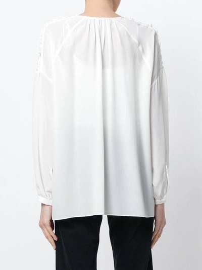 Shop Dorothee Schumacher Laced Shoulder Blouse In White