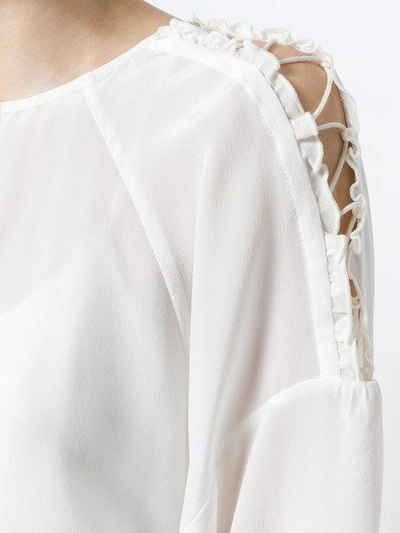 Shop Dorothee Schumacher Laced Shoulder Blouse In White