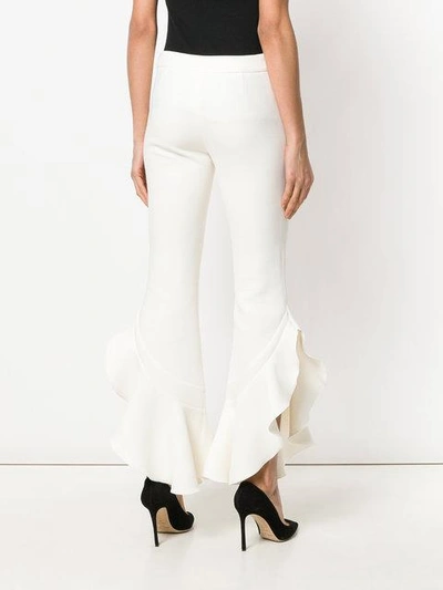 Shop Giambattista Valli Ruffled Hem Cropped Trousers - White