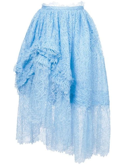 Shop Ermanno Scervino Gathered Tulle Midi Skirt - Blue