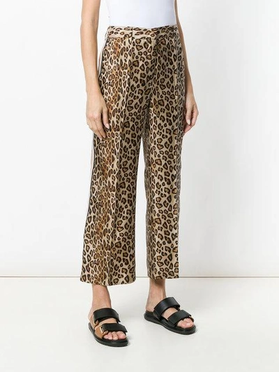 Shop Alberto Biani Leopard Print Cropped Trousers In Brown