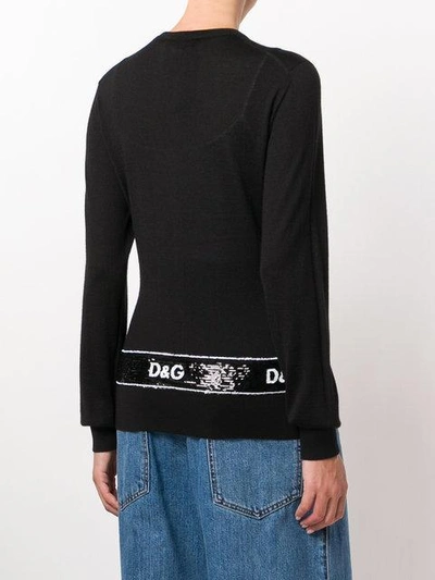 Shop Dolce & Gabbana Sequin Border Cardigan In Black