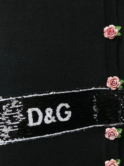 Shop Dolce & Gabbana Sequin Border Cardigan In Black