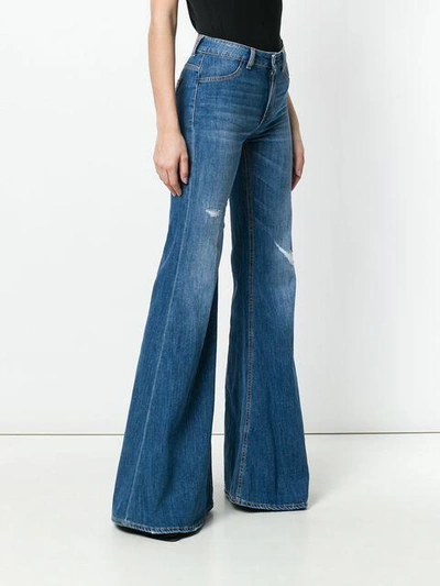 Shop Dondup Faded Distressed Detail Flared Jeans - Blue