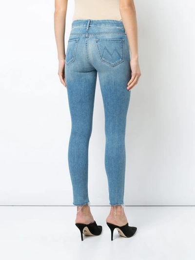 Shop Mother Skinny Raw Hem Jeans In Blue