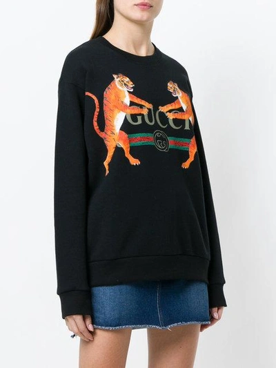 Shop Gucci Tiger Print Sweatshirt - Black
