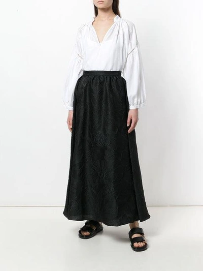Shop Noon By Noor Brocade Full Ankle-length True Waist Skirt In Black