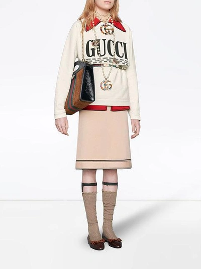 Shop Gucci Cities Print Sweatshirt In White