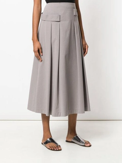 Shop Lorena Antoniazzi Pleated Midi Skirt In Grey