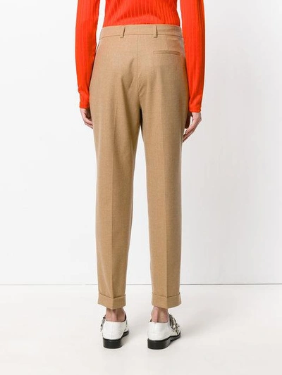 Shop Msgm High-waisted Trousers - Brown