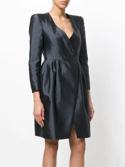 Shop Emporio Armani Structured Mini Dress - Grey