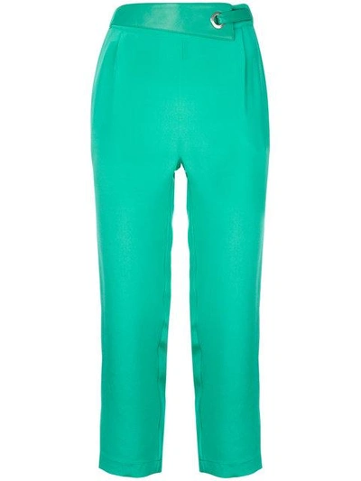Shop Max & Moi Eyelet Detail Cropped Trousers In Green
