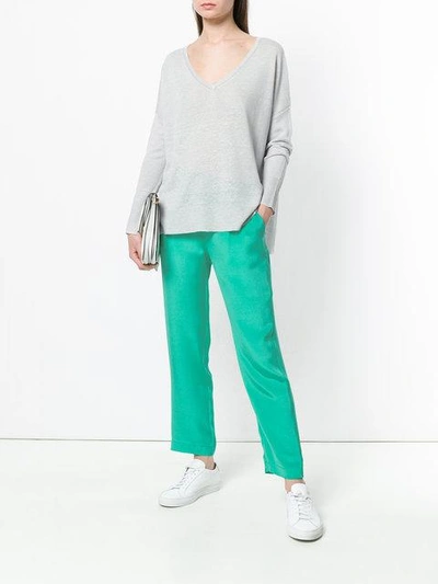 Shop Max & Moi Eyelet Detail Cropped Trousers In Green