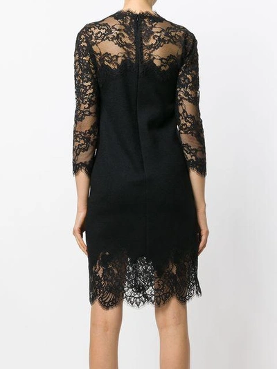 Shop Ermanno Scervino Slim Laced Dress In Black
