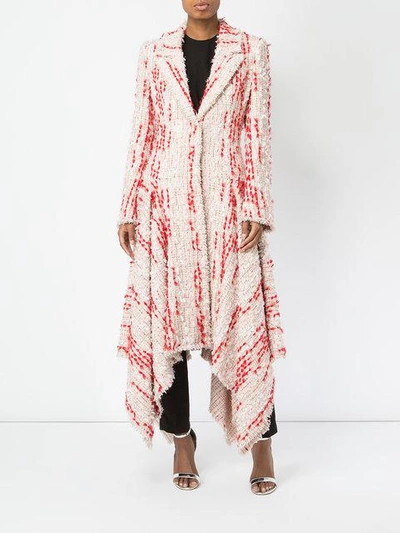 Shop Alexander Mcqueen Tweed Cocoon Asymmetric Hem Coat - Multicolour