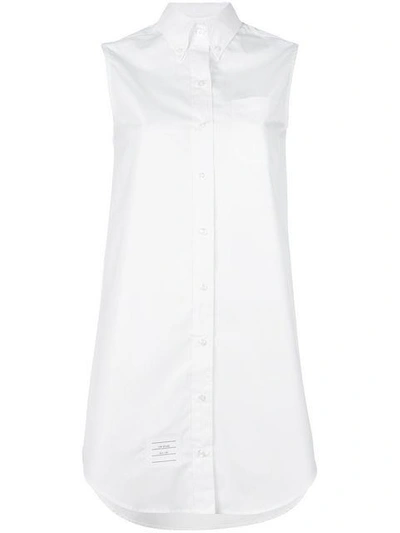 Shop Thom Browne Elongated Sleeveless Button In White
