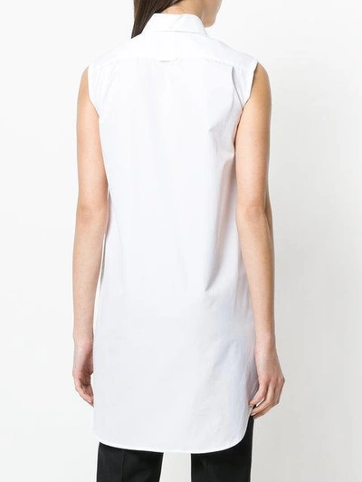 Shop Thom Browne Elongated Sleeveless Button In White