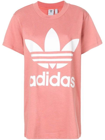 Shop Adidas Originals Adidas  Trefoil Oversized T-shirt - Pink & Purple