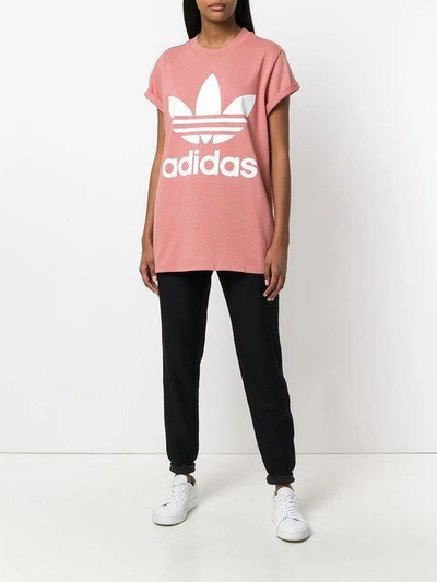 Shop Adidas Originals Adidas  Trefoil Oversized T-shirt - Pink & Purple