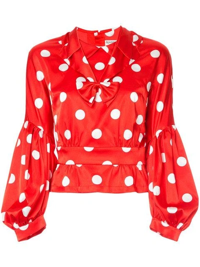 Pre-owned Comme Des Garçons Polka Dot Blouse In Red