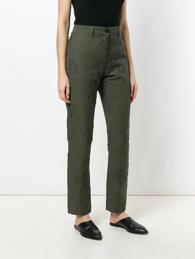 Shop Damir Doma Embroidered Slim-fit Trousers - Green