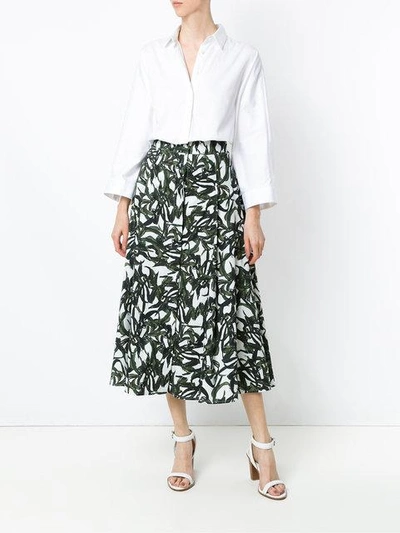 Shop Andrea Marques Patte Foliage Print Skirt In Est Folhagem Areia