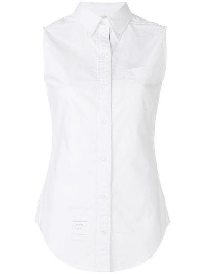 Shop Thom Browne Sleeveless Button-up Shirt - White