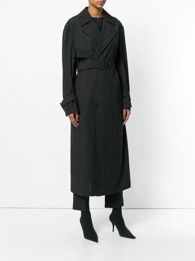 Shop Yang Li Striped Trench Coat In Black