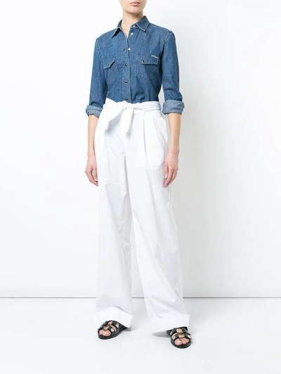 Shop Alexander Wang Pleat Front Trousers In White