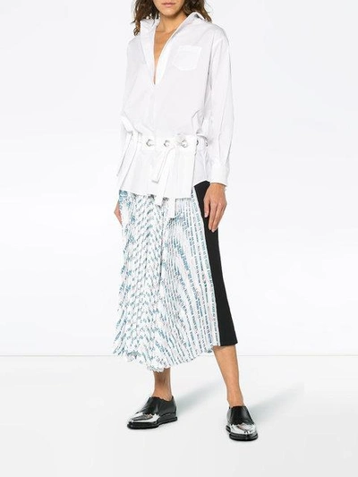 Shop Sacai Front Pocket Long Sleeve Shirt  In White