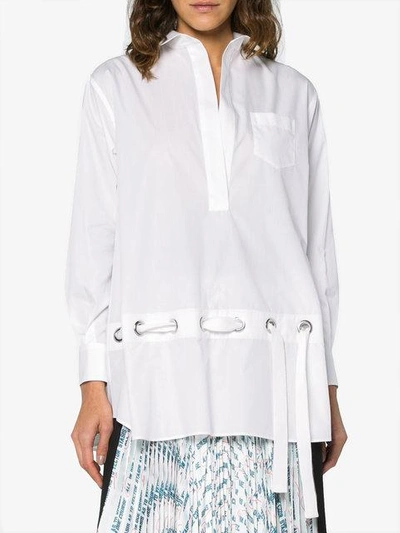 Shop Sacai Front Pocket Long Sleeve Shirt  In White