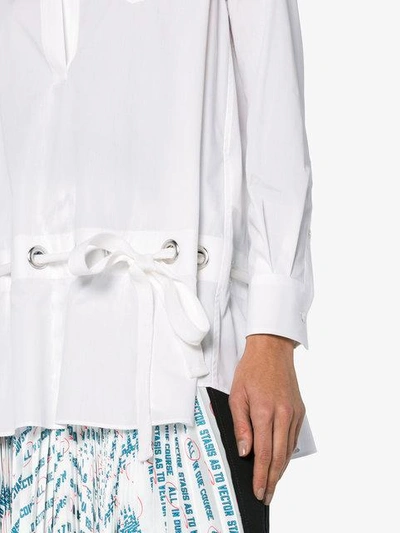 Shop Sacai Front Pocket Long Sleeve Shirt  In White