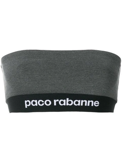 Shop Paco Rabanne Branded Bandeau Top - Grey