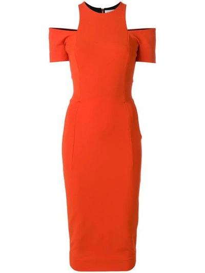Shop Victoria Beckham Cut-out Fitted Dress - Red