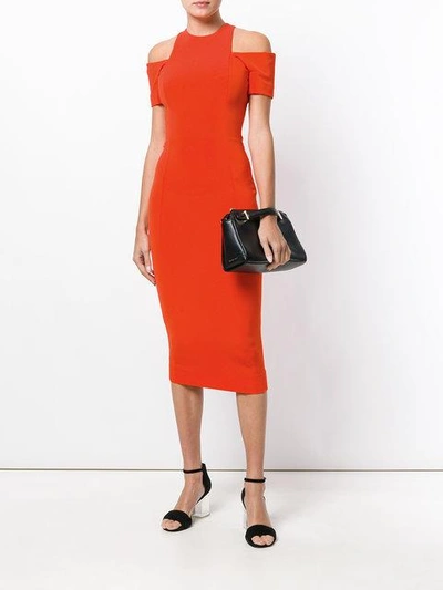 Shop Victoria Beckham Cut-out Fitted Dress - Red